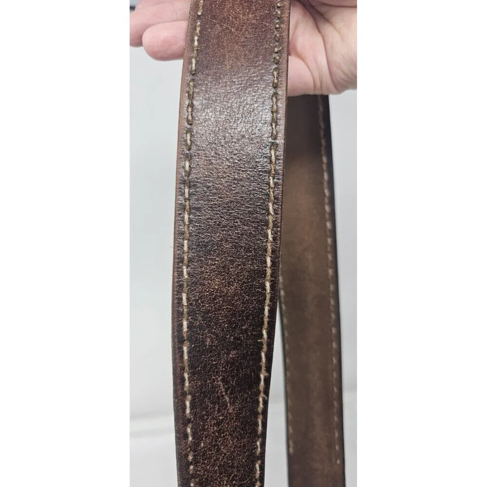 American Eagle Brown Leather Mens Belt Eagle Size 32 Y2k Classic Stitched